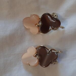 Brown and cream neutral colored clip on earrings